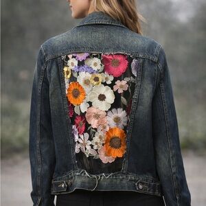 Upcycled Floral Mesh Denim Jacket – Steve & Barry’s – XXL